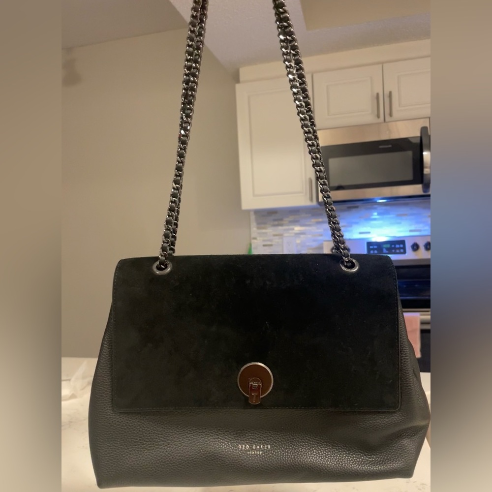 Ted Baker Suede and pebbled leather shoulder bag